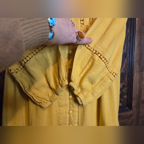 Diane Von Furstenberg 'Gigi' Mustard Yellow Long Sleeve Embroidered Lace Dress - Picture 7 of 13